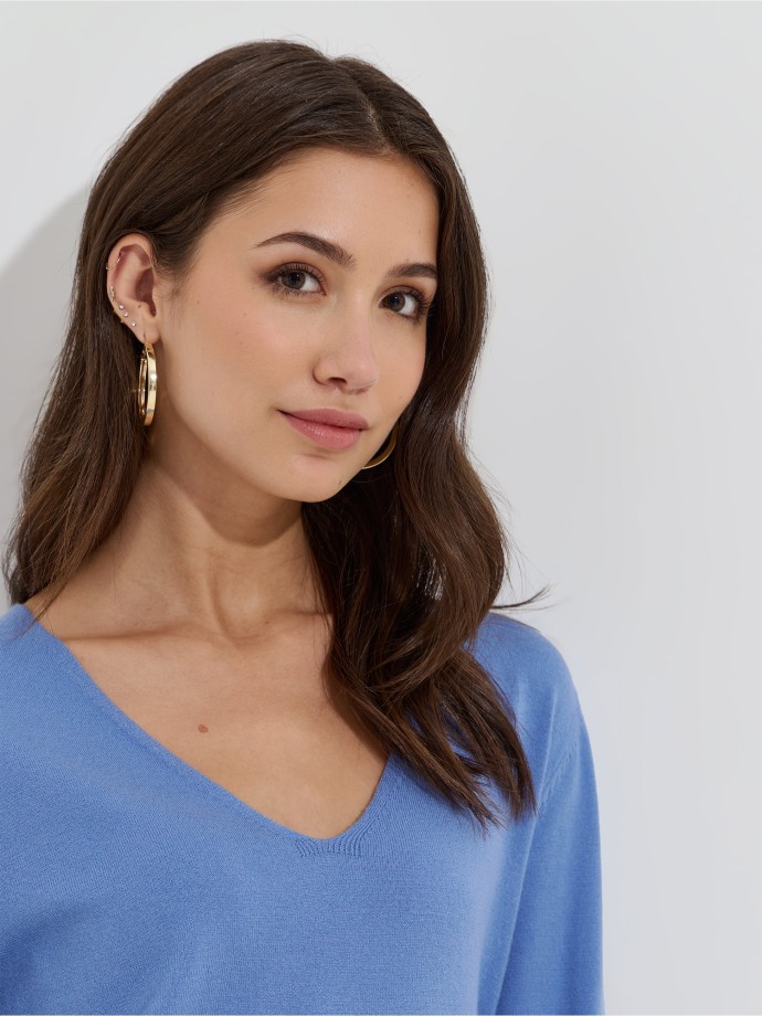Camisola de malha com decote em V