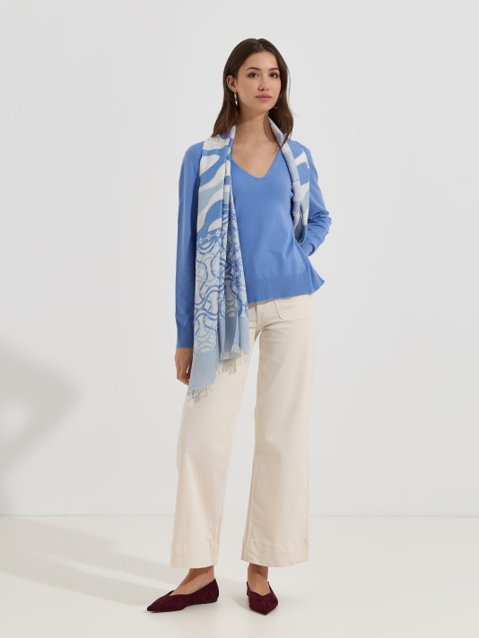 Camisola de malha com decote em V Camisola de malha com decote em V