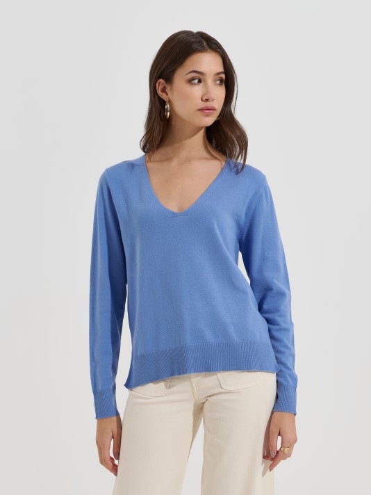 Camisola de malha com decote em V