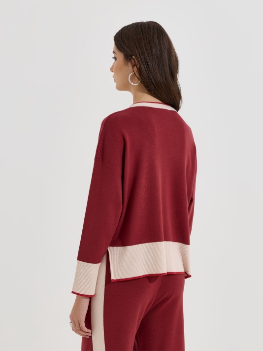 Camisola de malha com decote em V Camisola de malha com decote em V