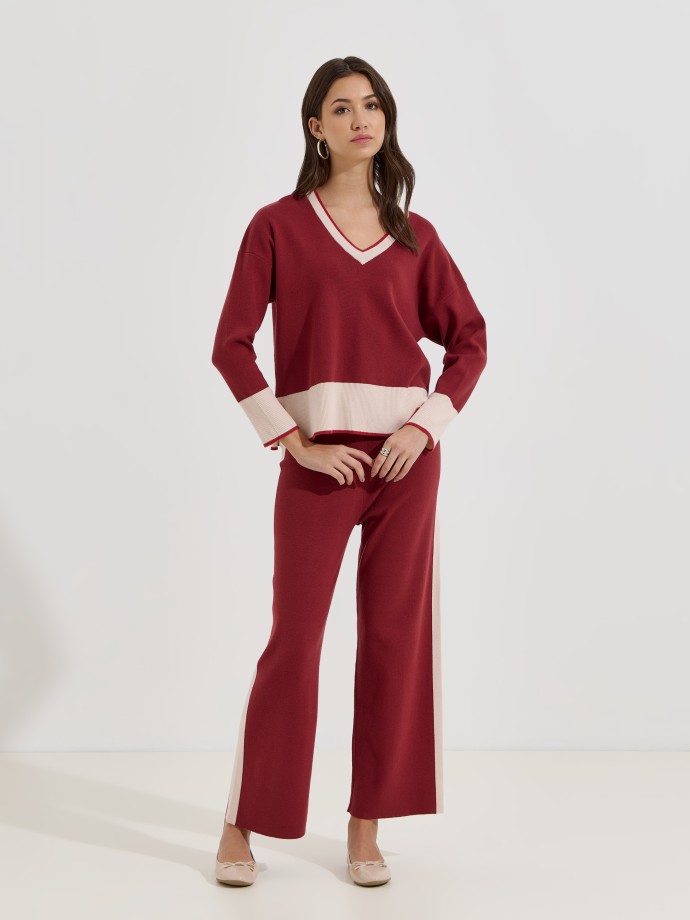 Camisola de malha com decote em V