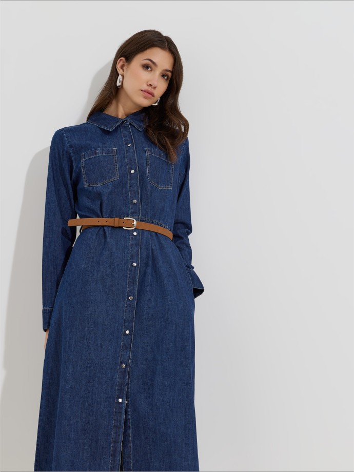 Vestido de ganga com cinto