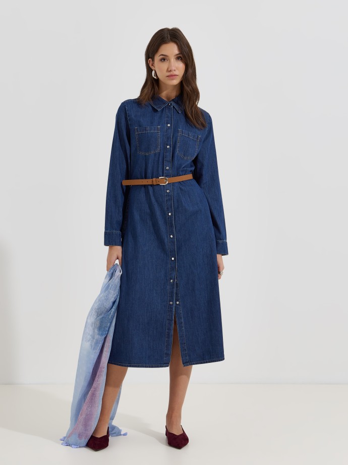 Vestido de ganga com cinto