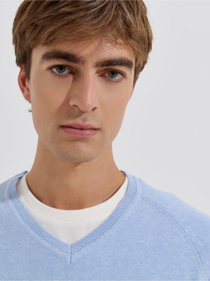 Camisola de malha com decote em V