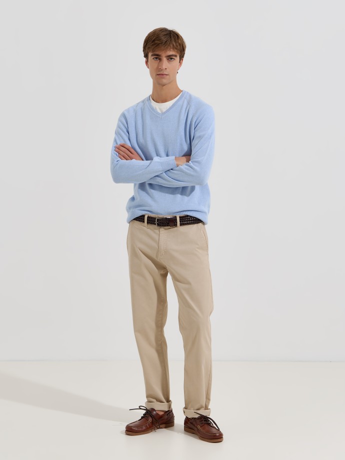 Camisola de malha com decote em V