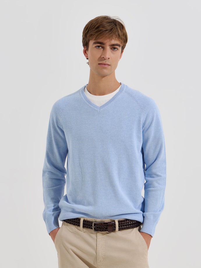 Camisola de malha com decote em V