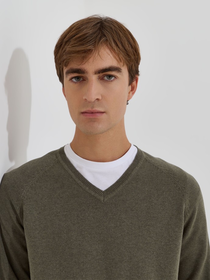 Camisola de malha com decote em V