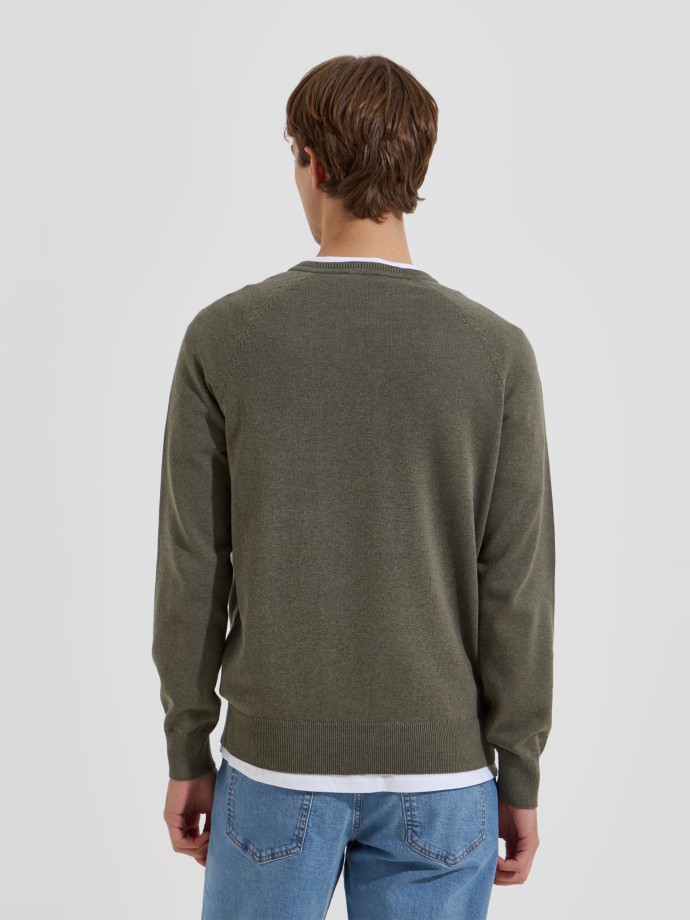 Camisola de malha com decote em V