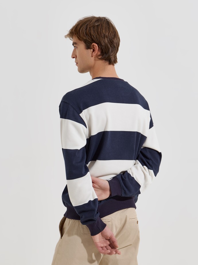 Camisola de felpa com riscas largas