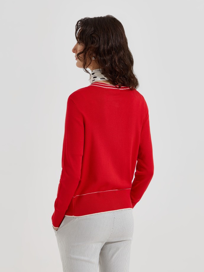 Casaco de malha com detalhes em contraste