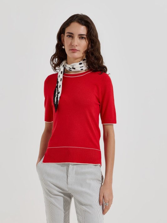 Camisola de malha com detalhes em contraste