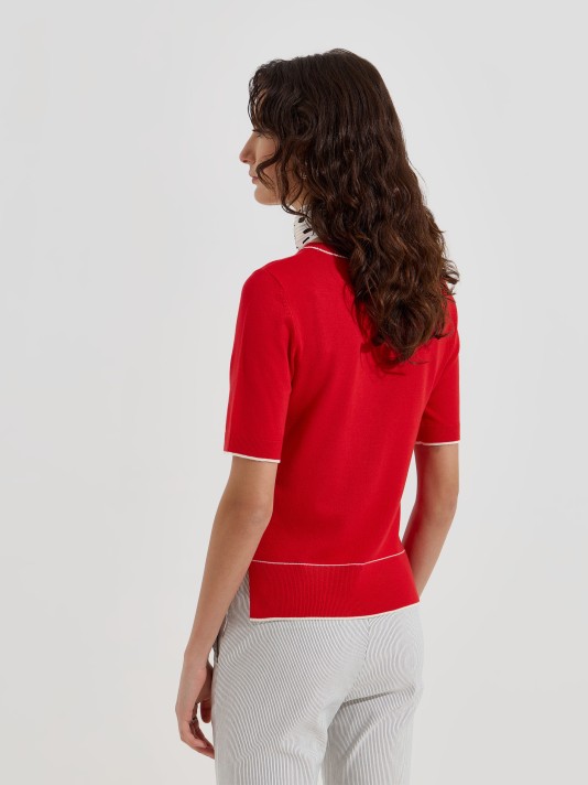 Camisola de malha com detalhes em contraste Camisola de malha com detalhes em contraste