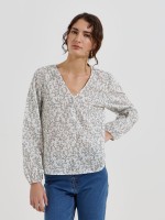 Blusa estampada com decote em V