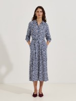 Vestido midi estampado com cinto