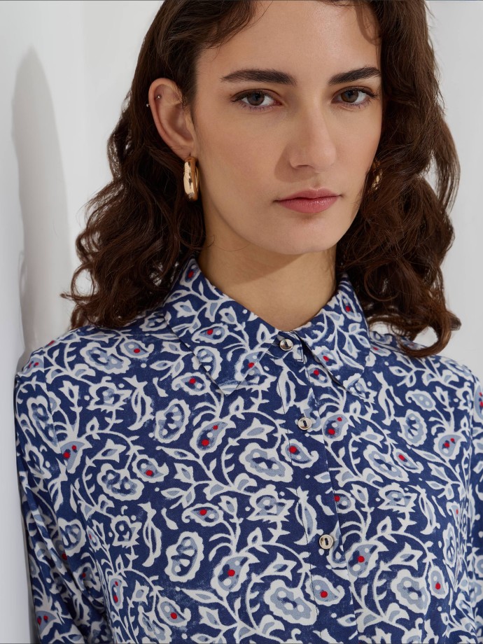 Vestido midi estampado com cinto