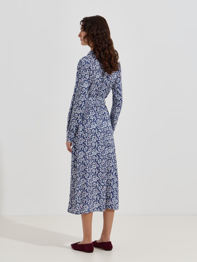Vestido midi estampado com cinto