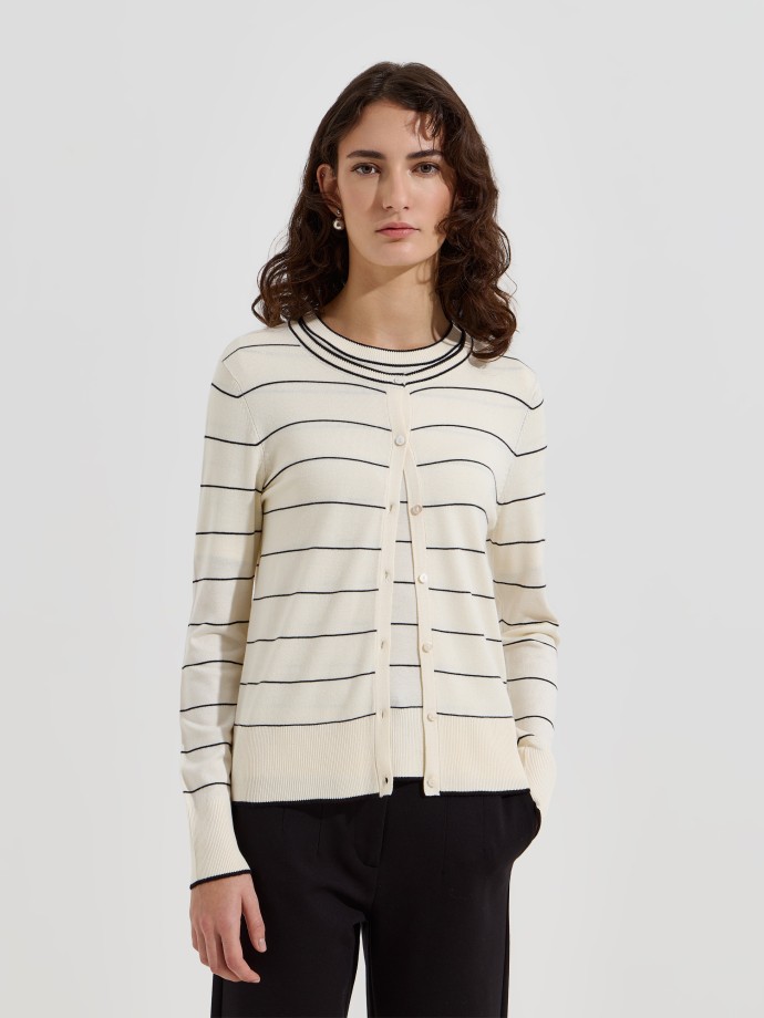Casaco de malha com riscas
