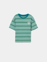T-shirt �s riscas com estampado