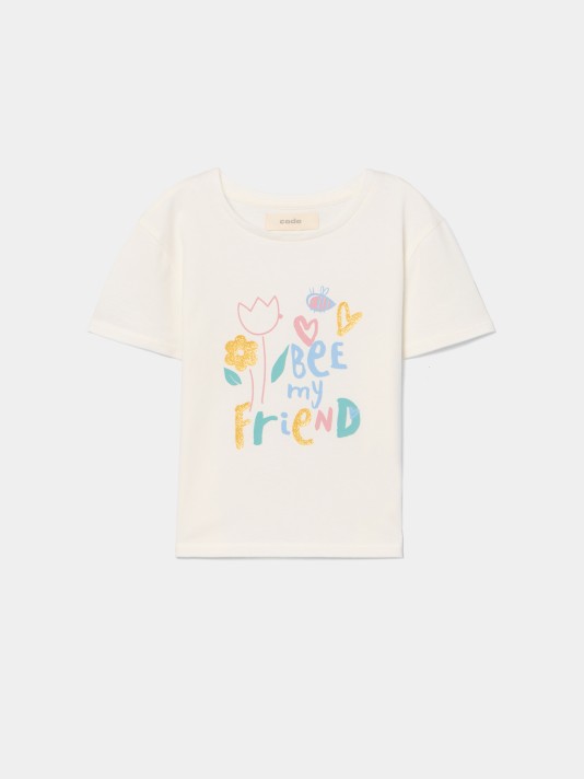 T-shirt estampada com brilhantes