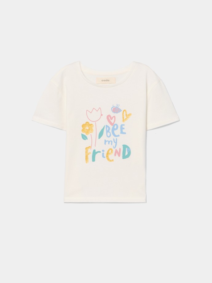 T-shirt estampada com brilhantes T-shirt estampada com brilhantes