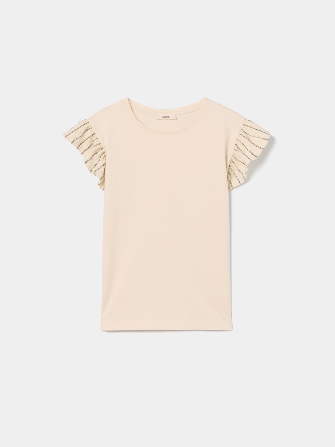 T-shirt com folhos nas mangas