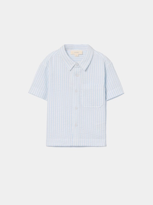 Camisa �s riscas com manga curta