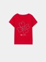 T-shirt com flor e estampado