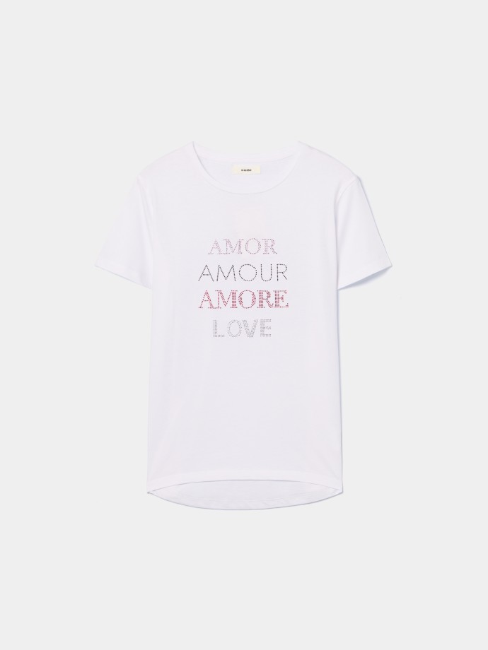 T-shirt estampada detalhes brilhantes