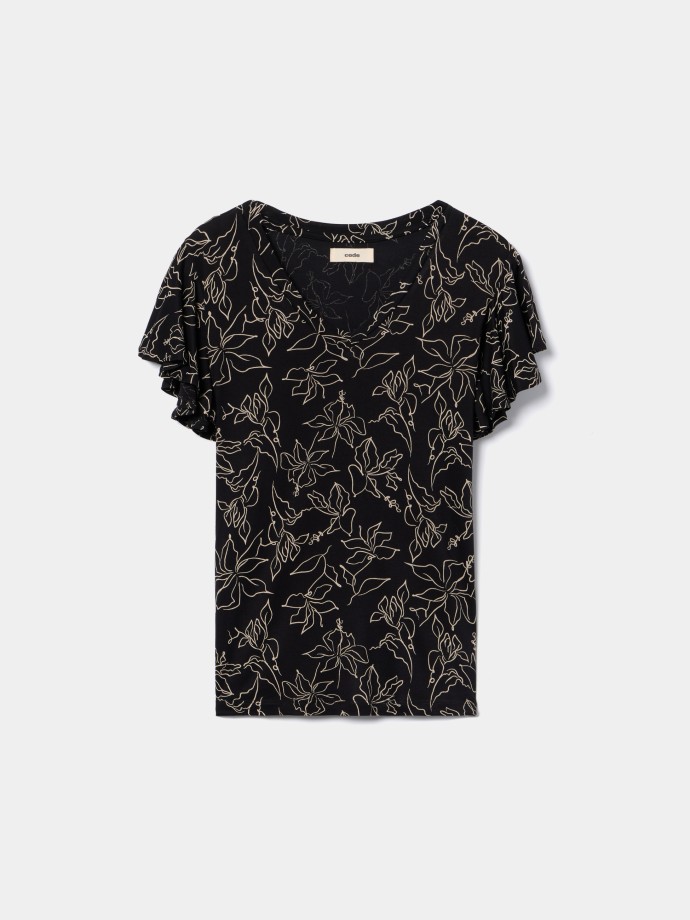 Blusa estampada com decote em V