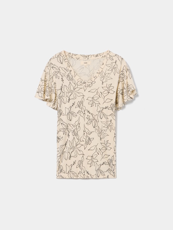 Blusa estampada com decote em V