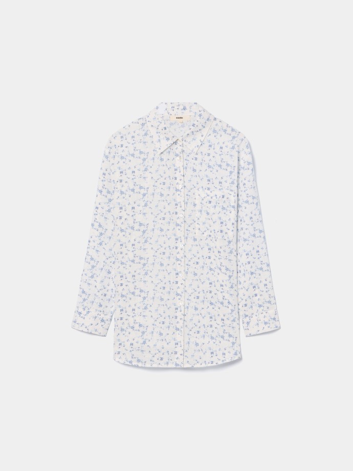Camisa estampada com flores e bolso