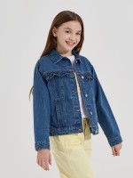 Casaco de ganga com folho