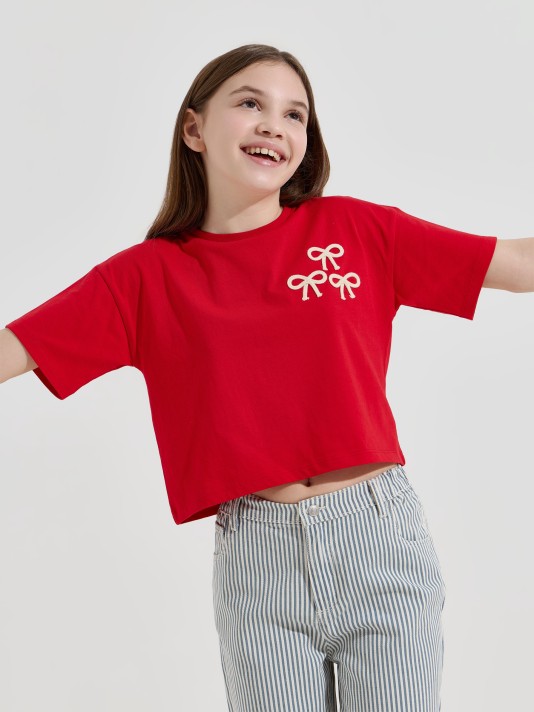T-shirt cropped com la�os