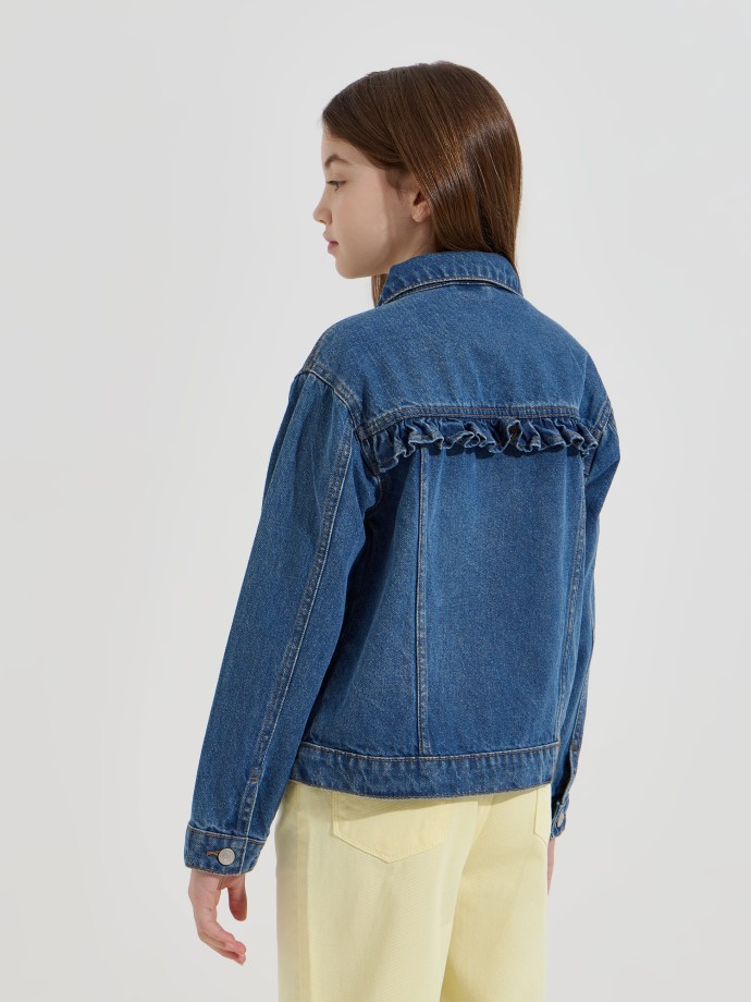 Casaco de ganga com folho