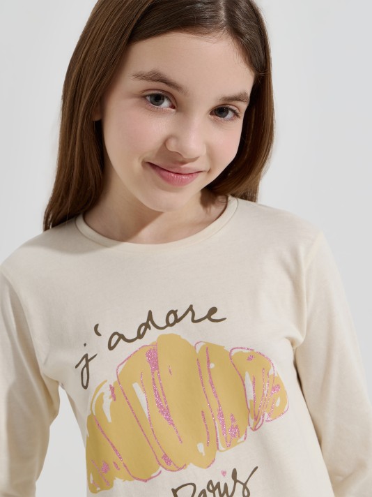 Camisola estampada com brilho Camisola estampada com brilho