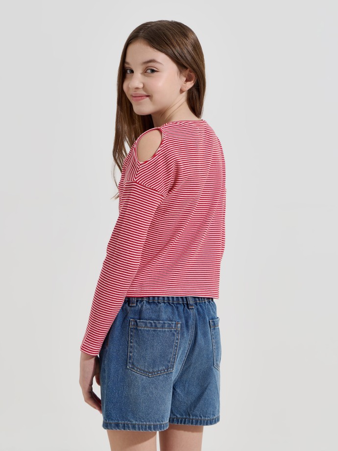 Camisola �s riscas sem ombros