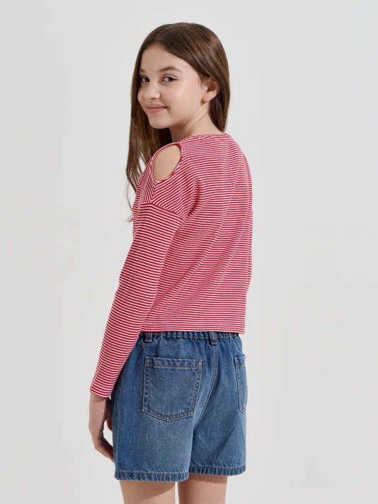 Camisola às riscas sem ombros Camisola às riscas sem ombros