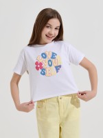 T-shirt cropped estampada