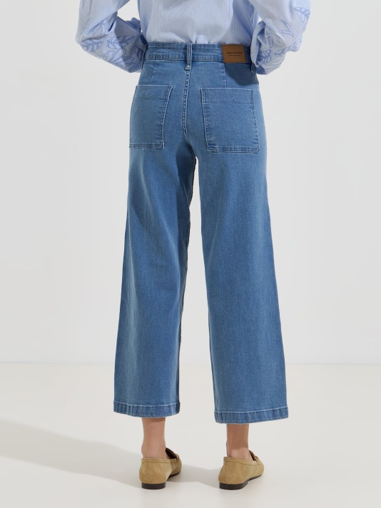 Calças de ganga marine pin tuck Calças de ganga marine pin tuck