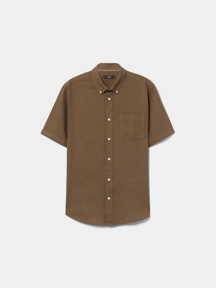 Camisa de manga curta com linho