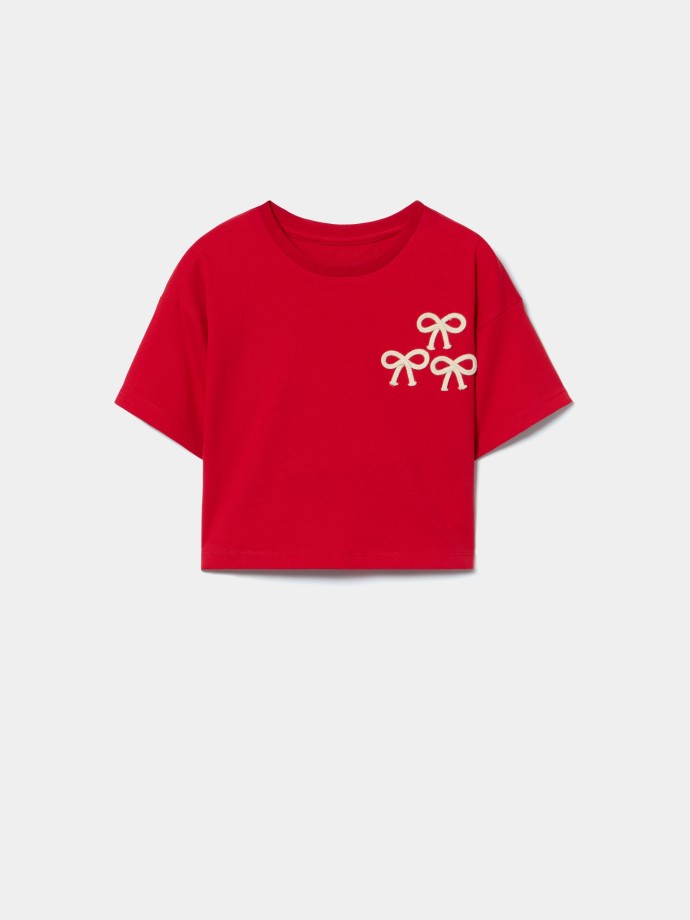 T-shirt cropped com la�os