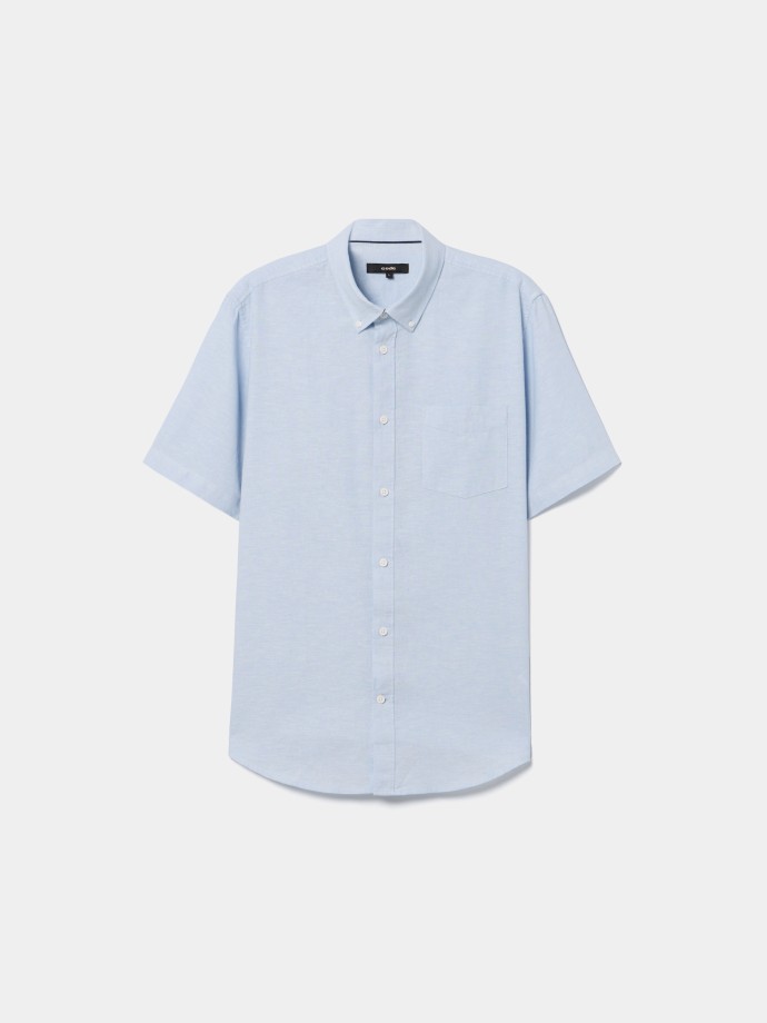 Camisa de manga curta com linho