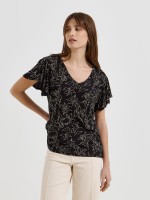Blusa estampada com decote em V