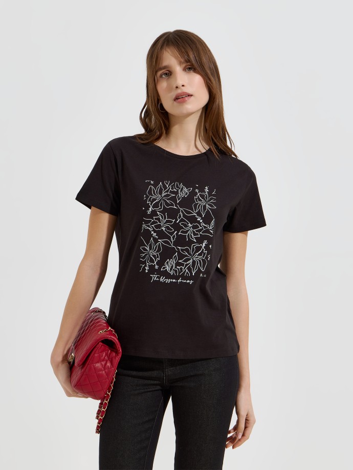 T-shirt com estampado floral