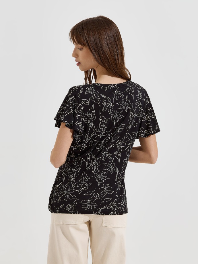 Blusa estampada com decote em V