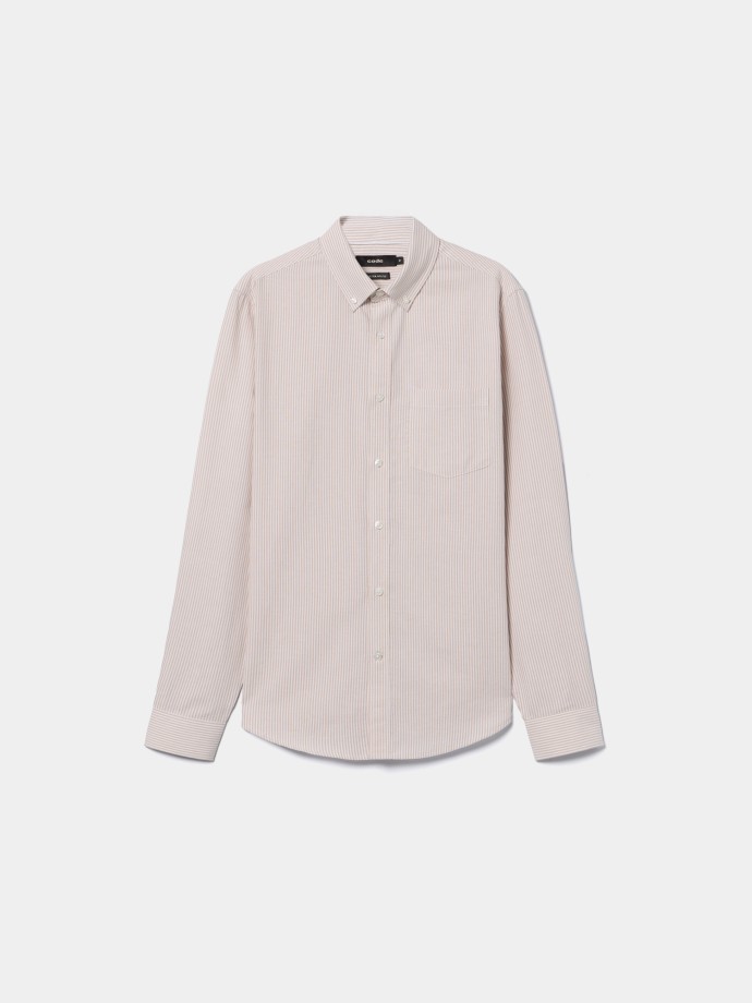 Camisa �s riscas com bolso