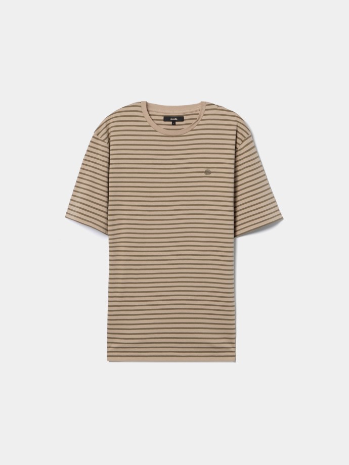 T-shirt às riscas com bordado T-shirt às riscas com bordado