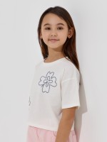 T-shirt cropped com flores