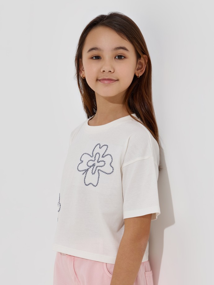 T-shirt cropped com flores