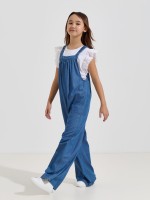 Macac�o denim com al�as el�sticas